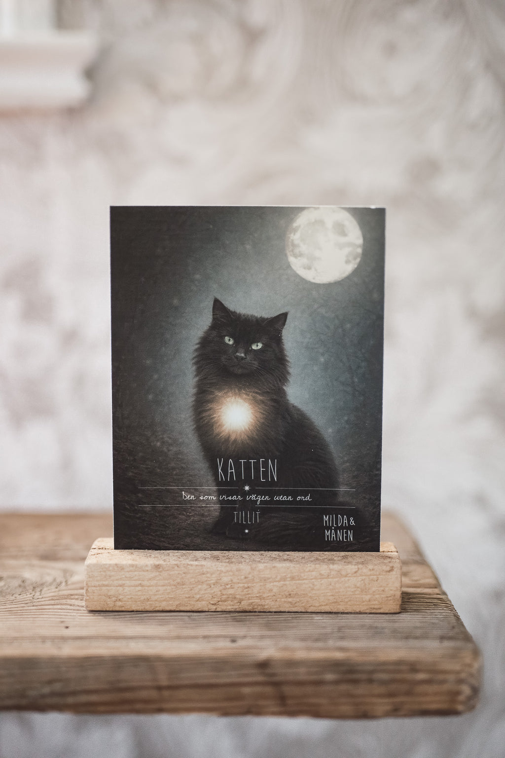Karaktärskort med träställ - Katten